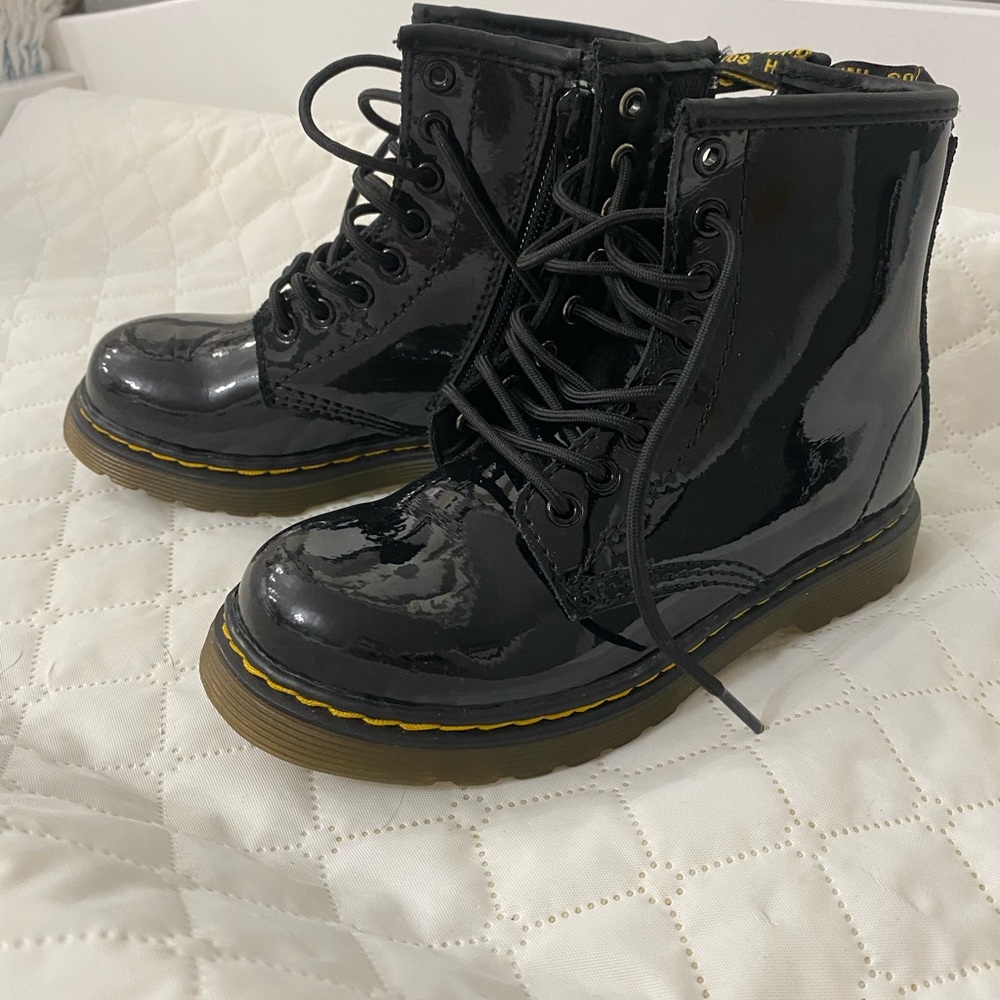 kids black doc marten boots